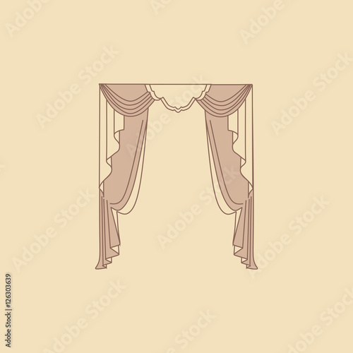  draw vector. sketch design curtains windows.