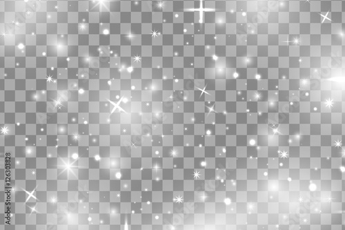 Fototapeta Białe iskry i białe gwiazdy błyszczą specjalny efekt świetlny