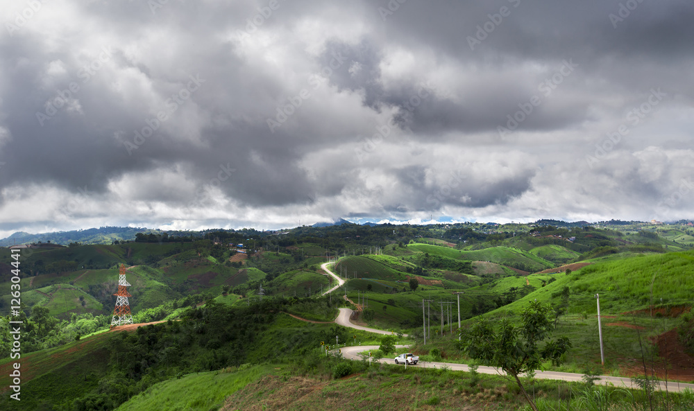 Phu tub berk in Phu Hin Rong Kla National Park on the rainy day with a black cloud Phetchabun Province Asia Thailand. Phu tub berk in Phu Hin Rong Kla National Park on the rainy day with a black cloud Phetchabun Province Asia Thailand.