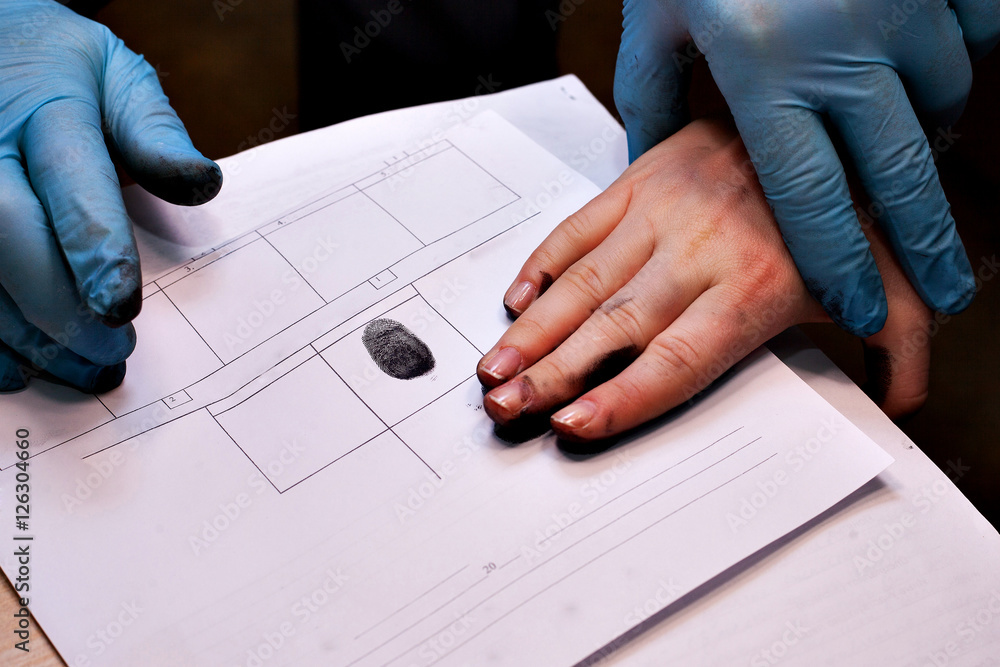 Migration, Visa, border control. Fingerprints. Illegal and legal