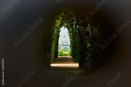 Photography View of St Peter's Basilica as seen through the Aventine Keyhole