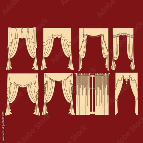 curtains. interior textiles.   interior decoration textiles sket