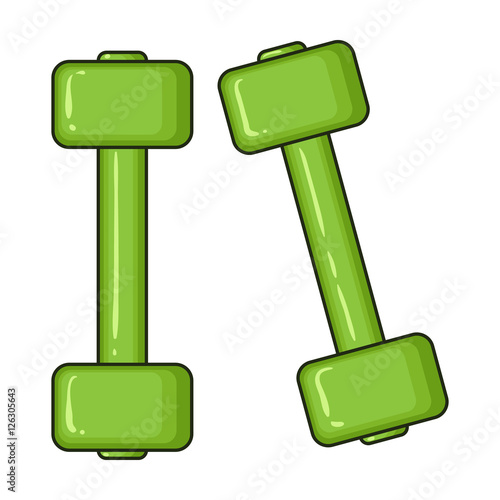 Dumbbells icon in cartoon style isolated on white background. Sport and fitness symbol stock vector illustration.