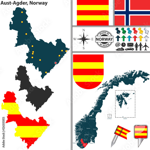 Map of Aust Agder, Norway photo