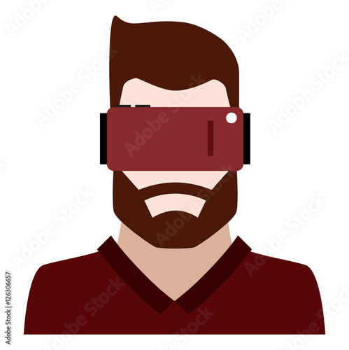 Man with smartphone vr headset