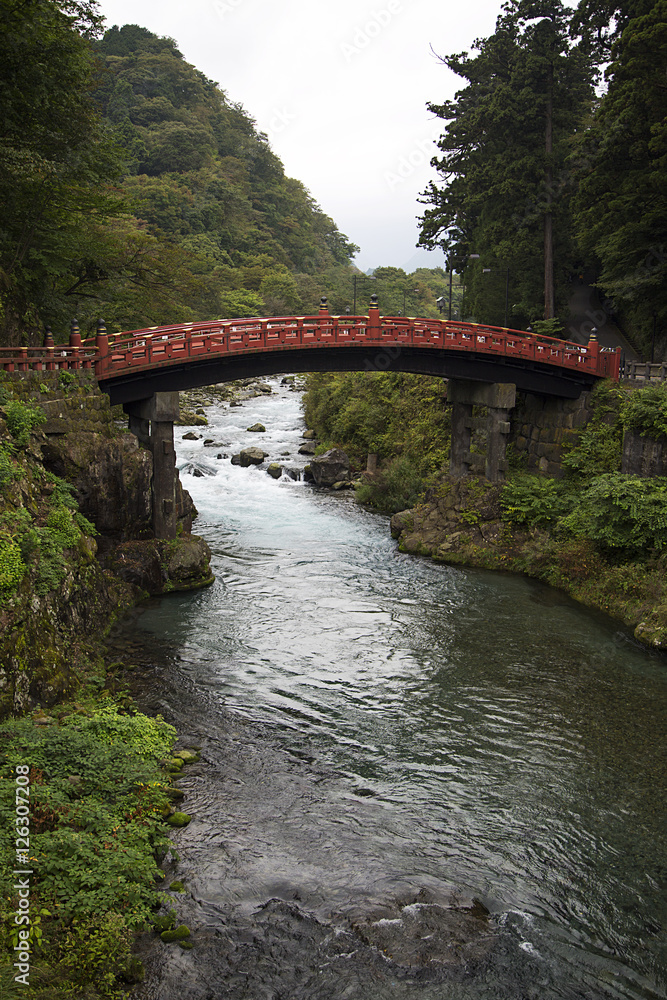 Shinkyo wooden bridge at Futarasan shrine in Nikko, Japan Shinkyo wooden bridge at Futarasan shrine in Nikko, Japan