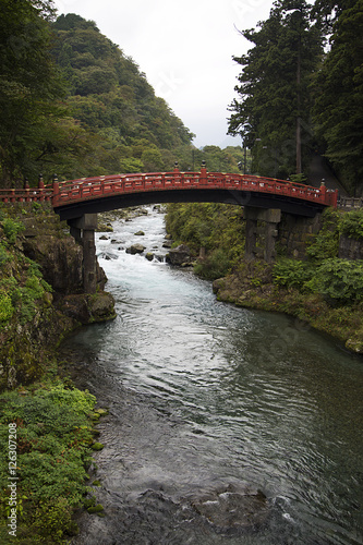 Shinkyo wooden bridge at Futarasan shrine in Nikko, Japan