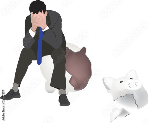 uomo disperato in crisi seduto 