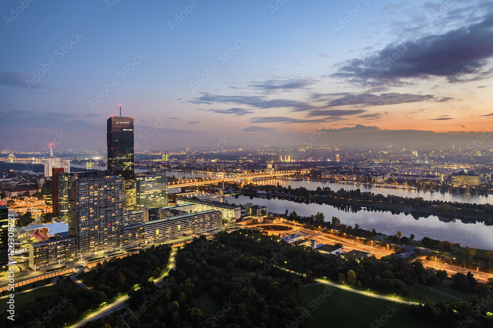 Vienna cityscape night scene