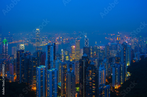 Hong Kong Island and Kowloon view from Peak
