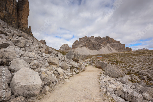 Mountains Panorama of the Dolomites with clouds