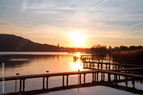 Coucher de soleil sur le lac d'Annecy