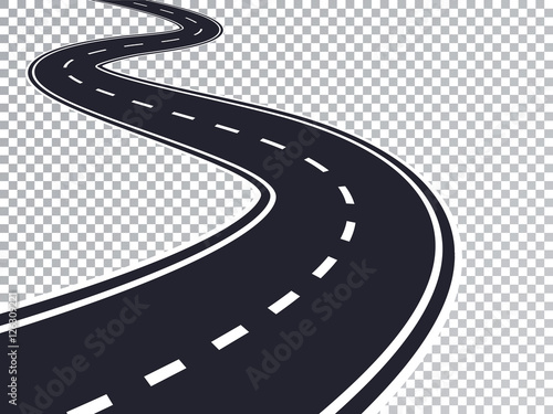 Winding Road Isolated Transparent Special Effect. Road way location infographic template. Vector EPS 10