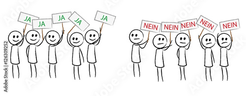 Personen mit Schildern JA und NEIN