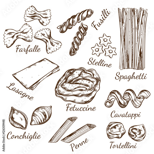 Pasta Types Sketch Set