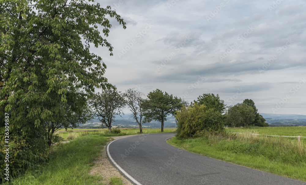 Road and trees near Kozakov hill Road and trees near Kozakov hill