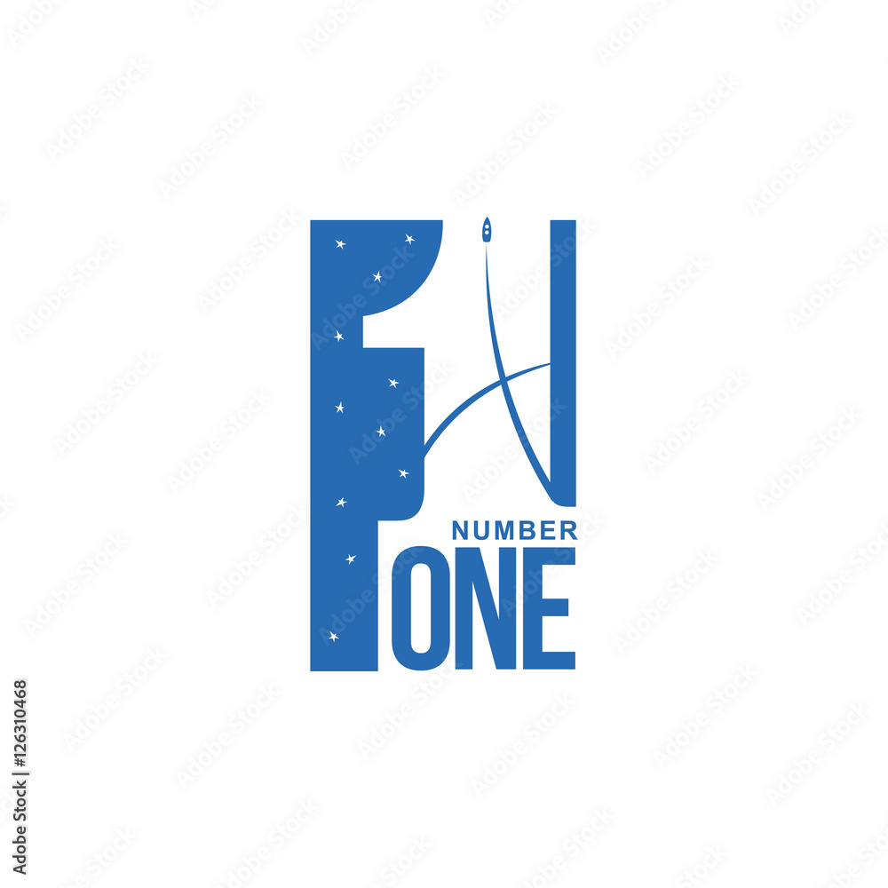 blue and white number one diagonal logo template, vector illustrations
