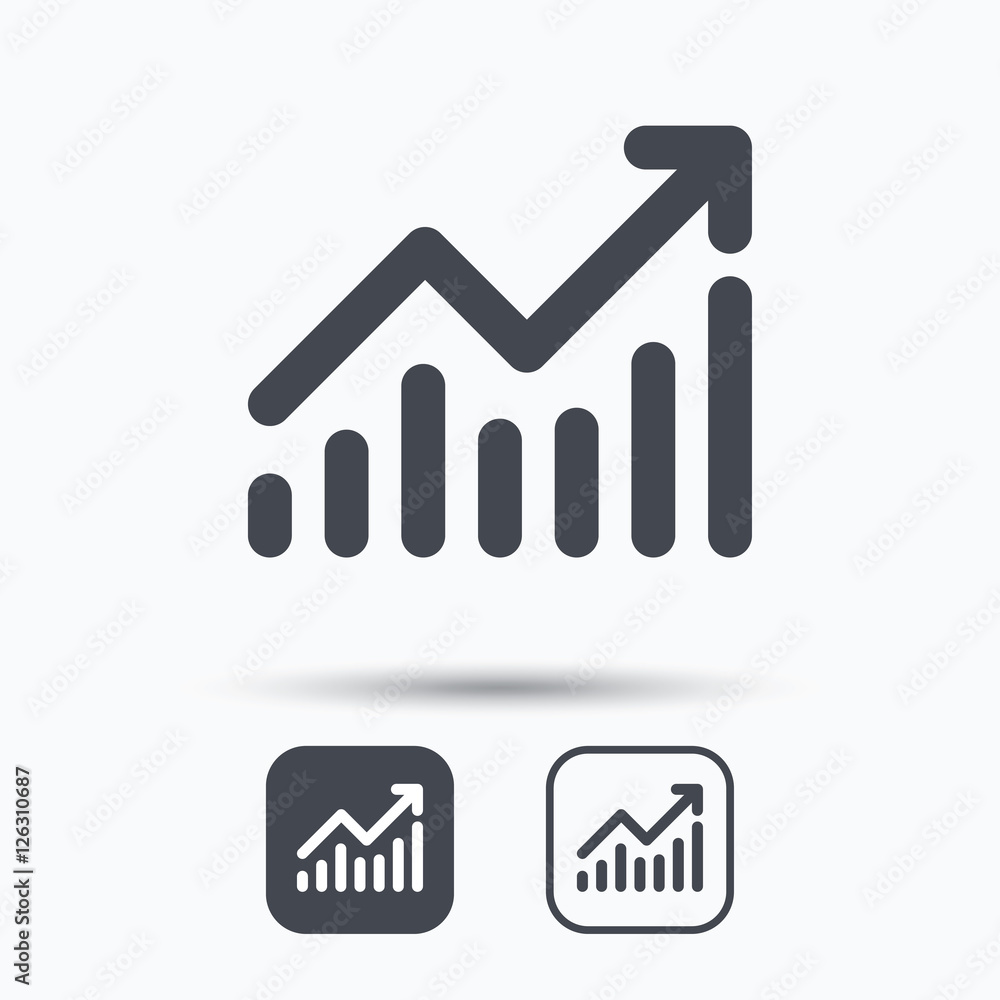 Graph icon. Business analytics chart symbol. Square buttons with flat web icon on white background. Vector Graph icon. Business analytics chart symbol. Square buttons with flat web icon on white background. Vector