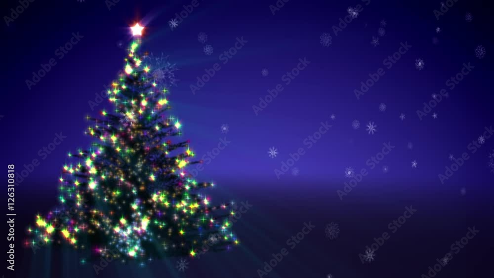 Growing Christmas tree and blizzard of snowflakes. Growing Christmas tree and blizzard of snowflakes.