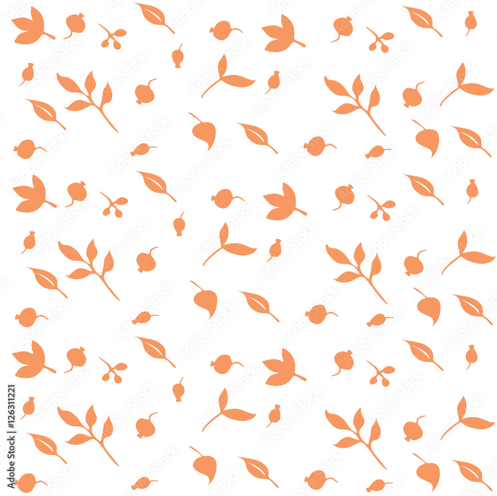Fototapeta premium berries. leaves. print with floral motifs.