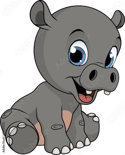 Cute funny hippo