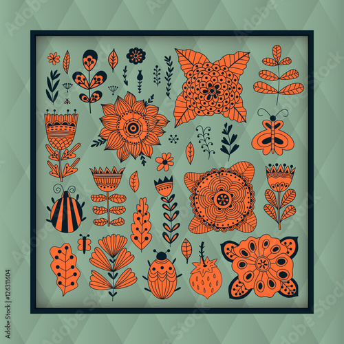 Vector Illustration made of flowers and herbs photo