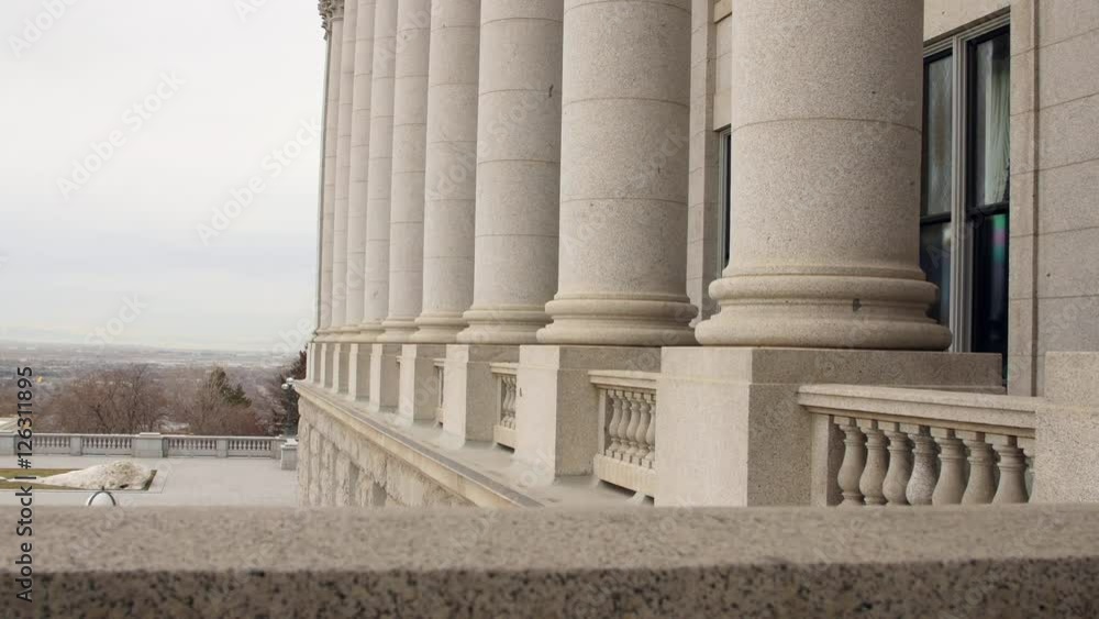 Granite pillars at Utah State Capitol Building dolly shot Granite pillars at Utah State Capitol Building dolly shot