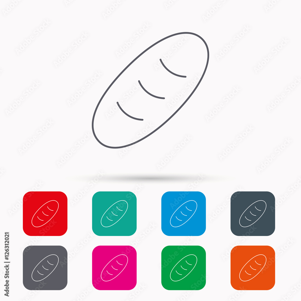 Bread icon. Natural food sign. Bakery symbol. Linear icons in squares on white background. Flat web symbols. Vector Bread icon. Natural food sign. Bakery symbol. Linear icons in squares on white background. Flat web symbols. Vector