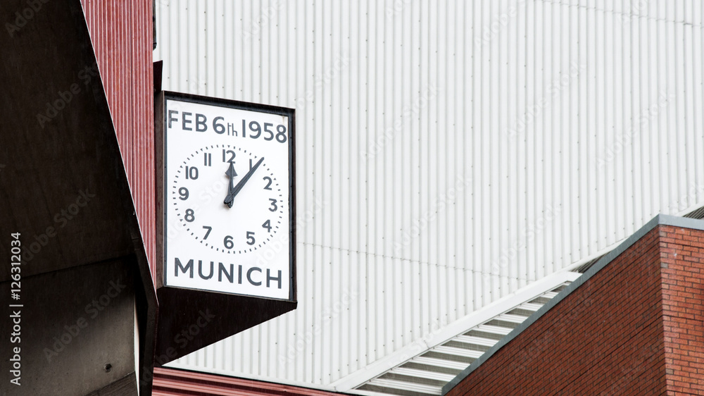 Naklejka premium The Munich Clock, on the South-East corner of Old Trafford