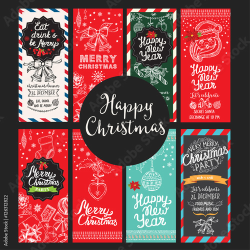 Christmas party invitation, food menu restaurant.