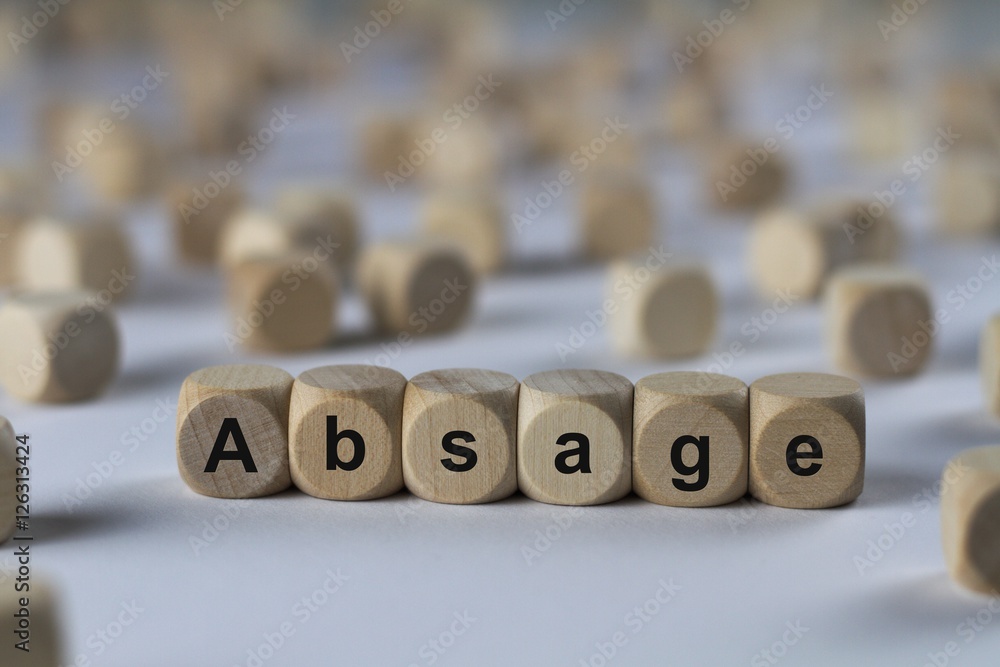 Absage - Holzwürfel mit Buchstaben
