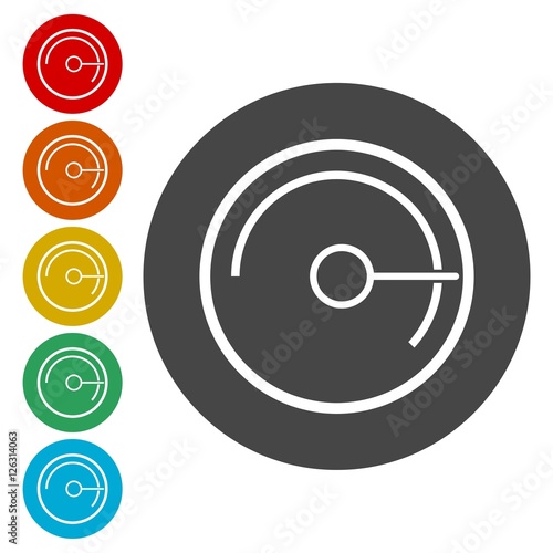 Simple Pressure gauge, manometer icons set 