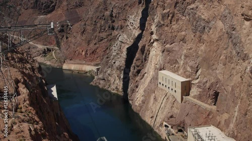 Base of the Hover Dam and incredible bridge photo