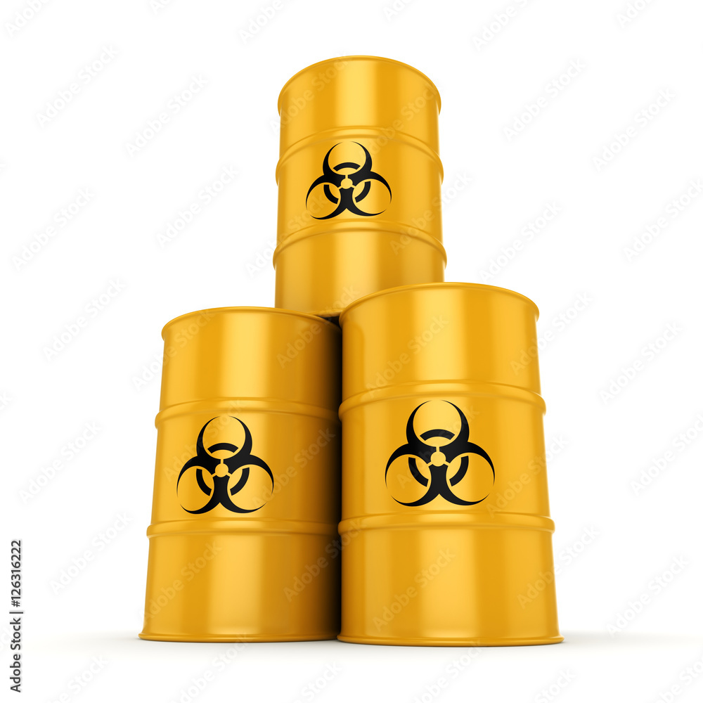 3D rendering biohazard barrels 3D rendering biohazard barrels