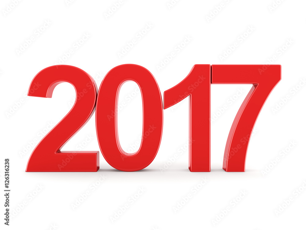 3D rendering 2017 New Year red digits 3D rendering 2017 New Year red digits
