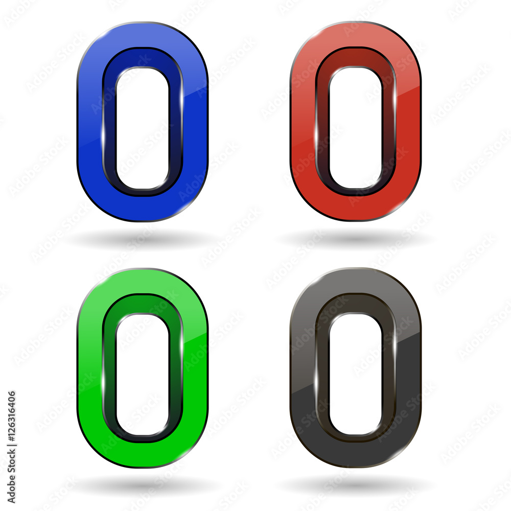 Set of Colored Icons Isolated on White Background. Letter o Set of Colored Icons Isolated on White Background. Letter o