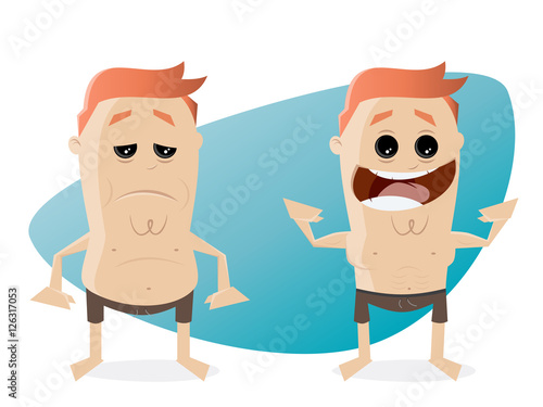 fat and athletic guy cartoon clipart 