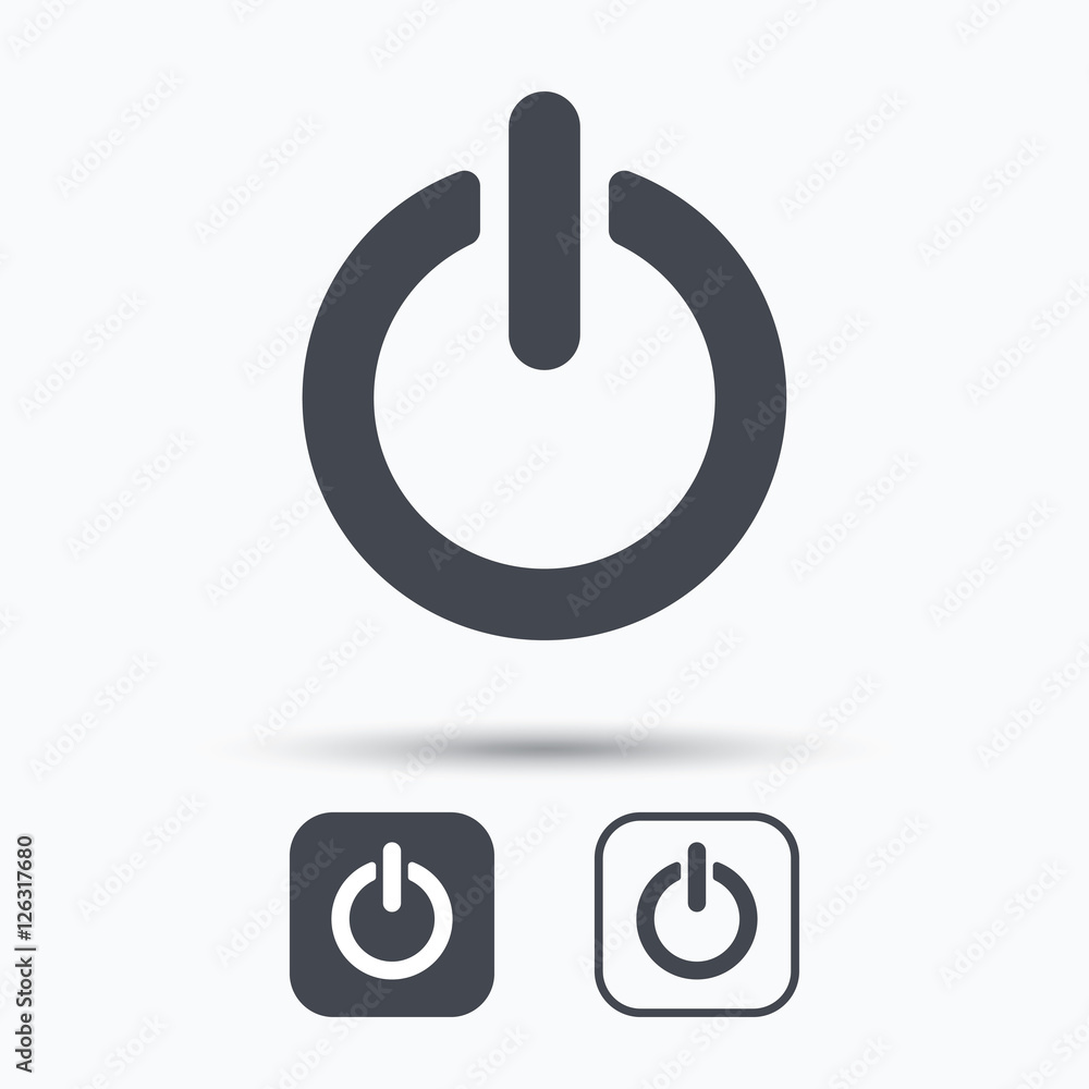 On, off power icon. Energy switch symbol. Square buttons with flat web icon on white background. Vector On, off power icon. Energy switch symbol. Square buttons with flat web icon on white background. Vector