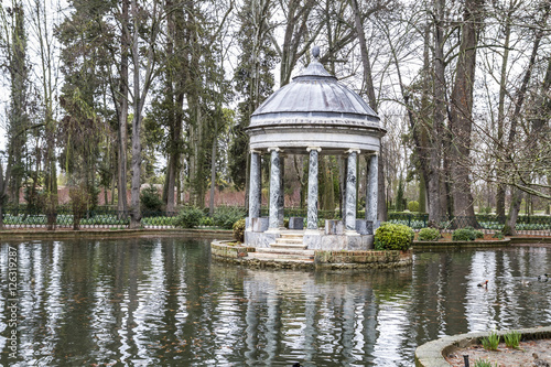 Greek style temple, heritage of humanity, gardens of the island