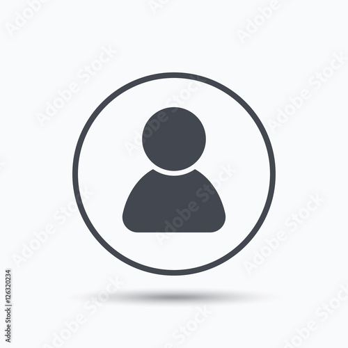 User icon. Human person symbol. Avatar login sign. Circle button with flat web icon on white background. Vector