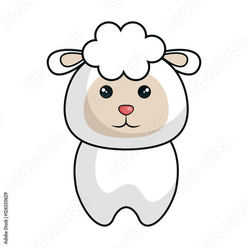 cute sheep animal kawaii style vector illustration design