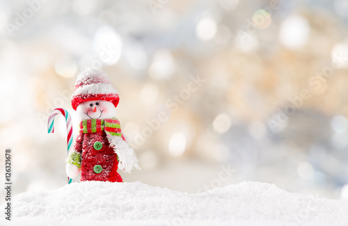 Christmas snowman on abstract background