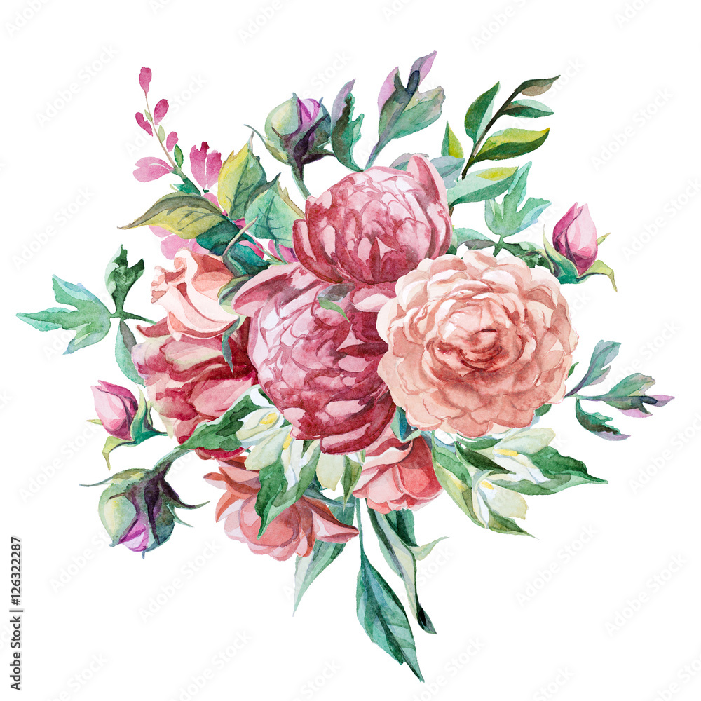 bouquet of peonies isolate on white background bouquet of peonies isolate on white background