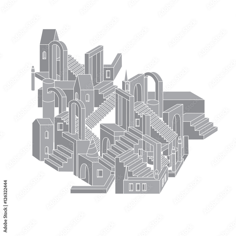 architecture in shape of labyrinth. architecture in shape of labyrinth.