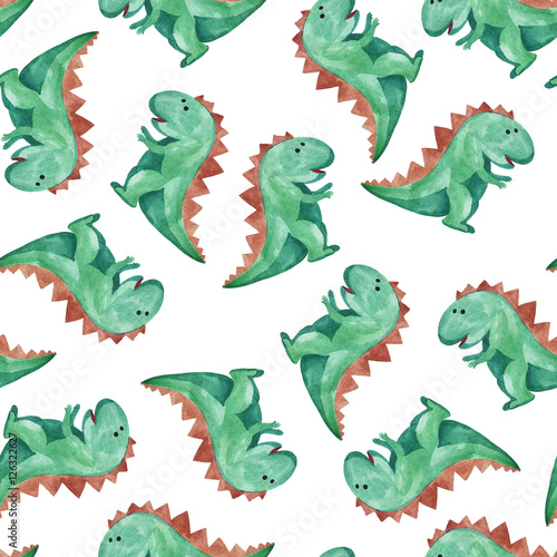 watercolor childish dinosaur pattern © Kateryna