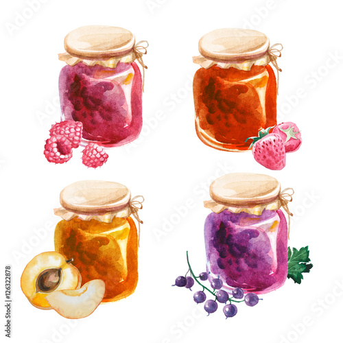 watercolor jam-jears isolated on white background