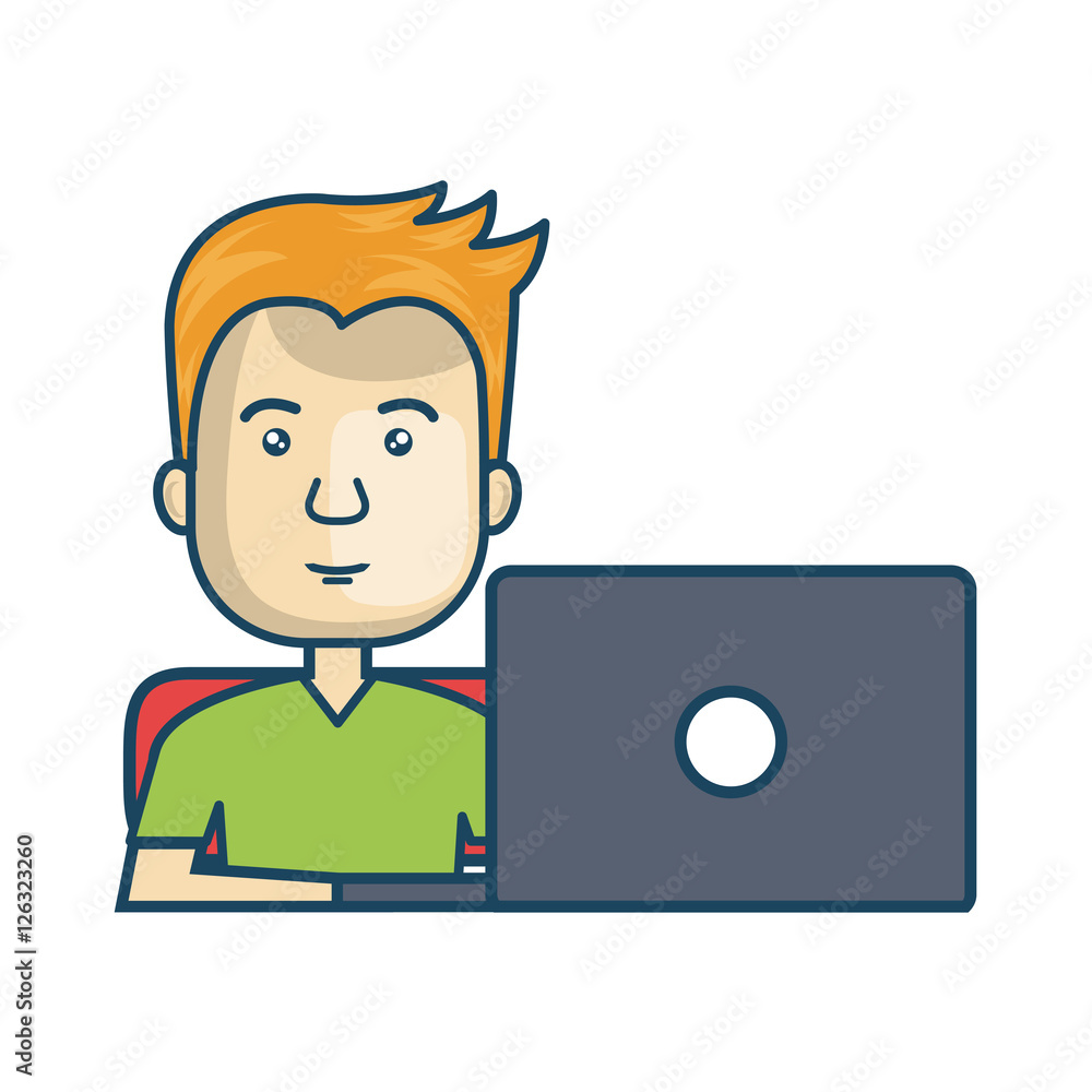 Avatar of a person working on laptop vector illustration design Avatar of a person working on laptop vector illustration design