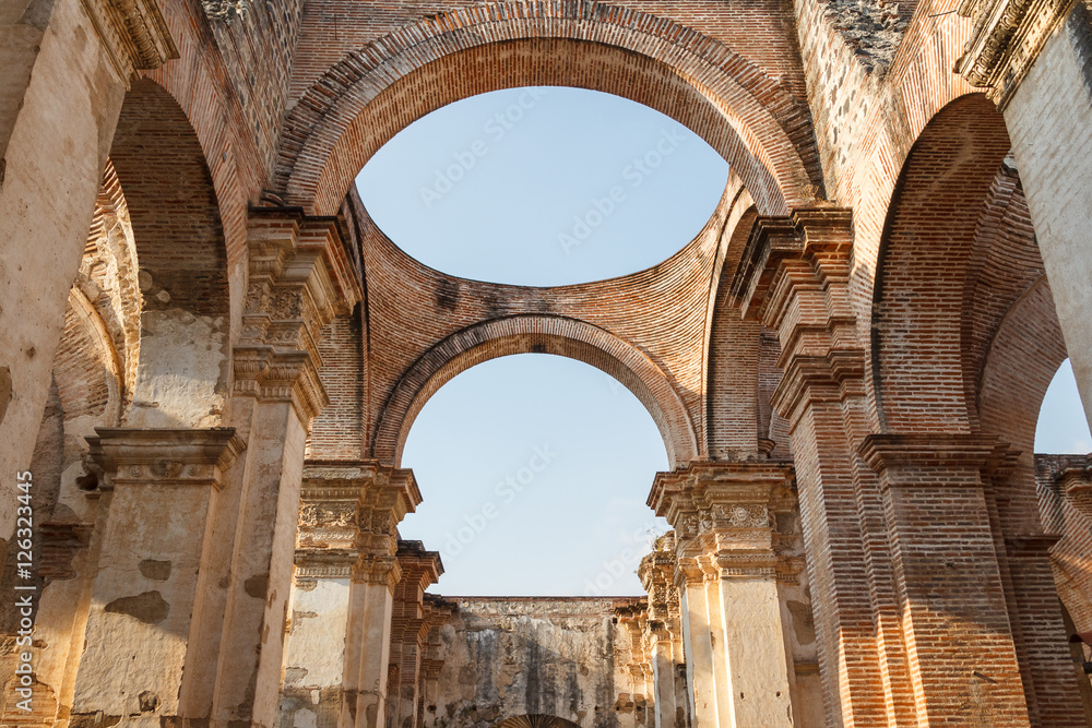 Ruins of the cathedral, destroyed by earthquake, Antigua Guatema