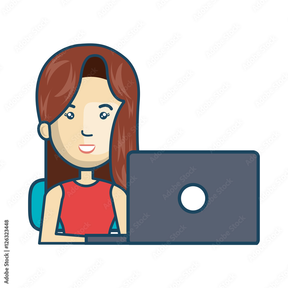Avatar of a person working on laptop vector illustration design Avatar of a person working on laptop vector illustration design