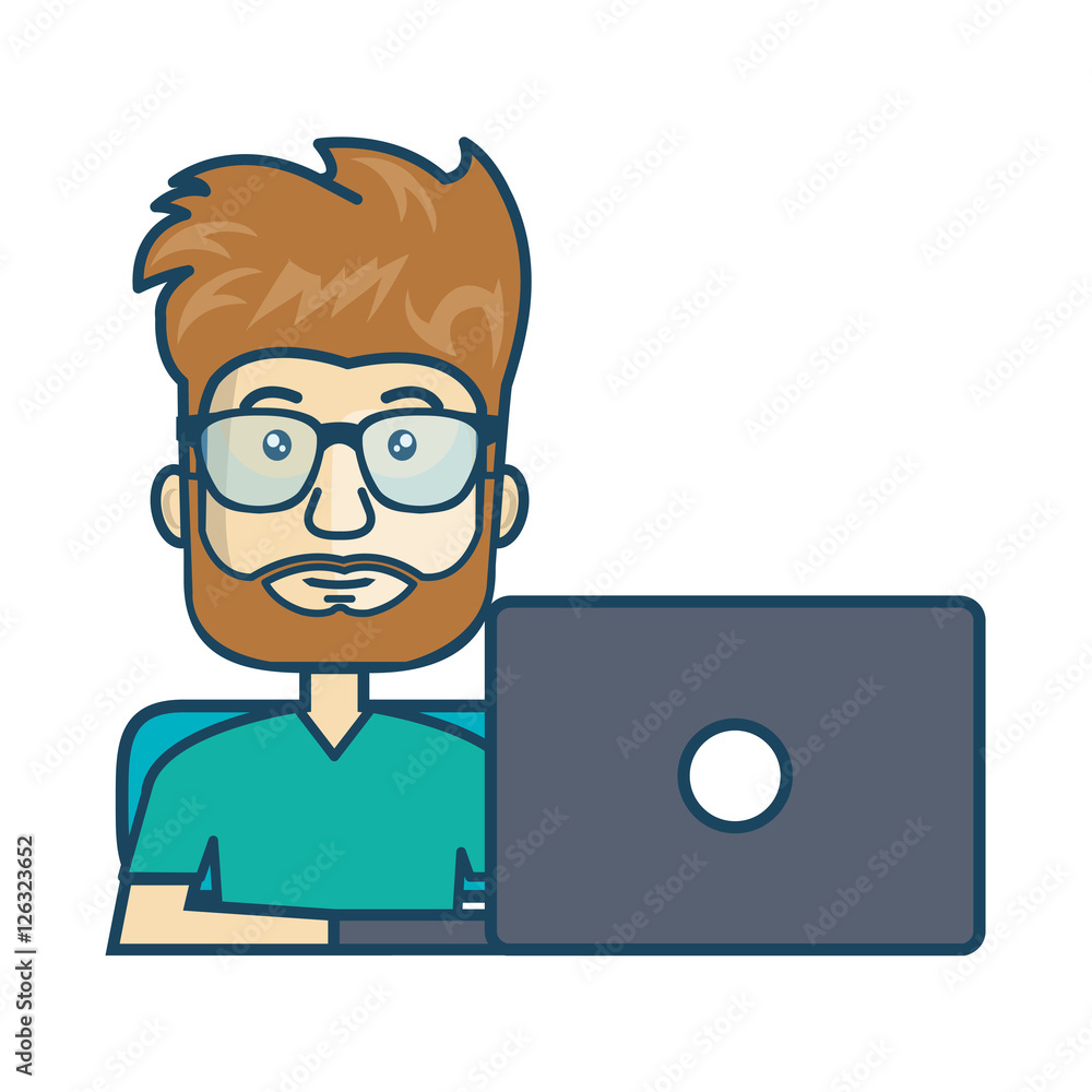 Avatar of a person working on laptop vector illustration design Avatar of a person working on laptop vector illustration design